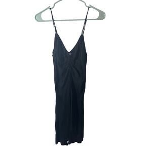 Mable Silk Little Black Dress Dark Romantics Femme Fatale Cinch Slip Dress S